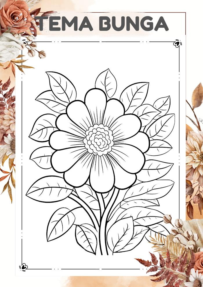 Gambar KERTAS MEWARNAI BUNGA/KERTAS GAMBAR BUNGA/KERTAS MEWARNAI ANAK PAUD TK - BUNG1, KERTAS A4 dari serbamainan.id undefined Tokopedia