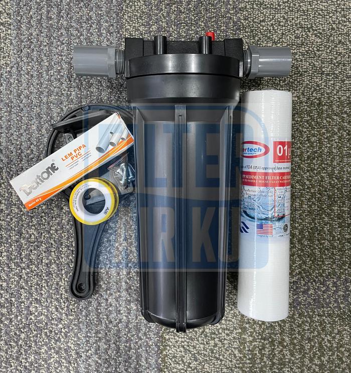 Gambar Paket Filter Air 10" 1 Tahap Housing + Sedimen Untuk Air Keruh / Kotor - Black, Drat 1/2 dari Filterairku Jakarta undefined Tokopedia
