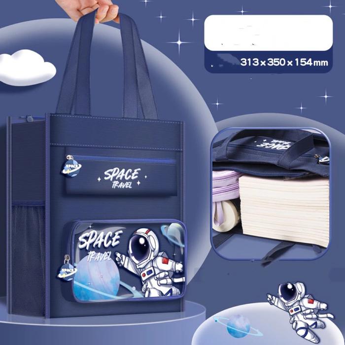 Gambar tas les anak sekolah tas ngaji kapasitas besar children bag Tote bag - Blue Space dari Little Ayesha undefined Tokopedia