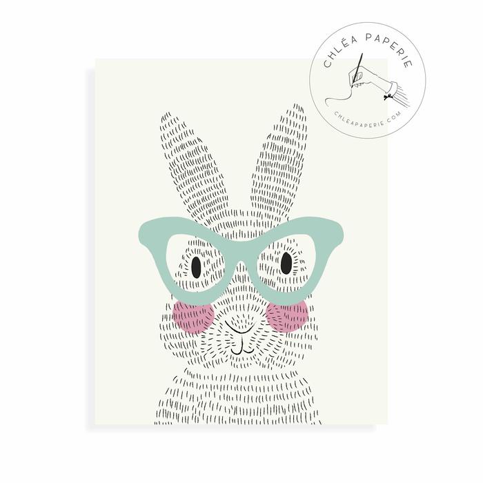 Gambar Art Print / Bunny Glasses / Hiasan Pajangan Dinding / Wall Art dari Chlea Paperie undefined Tokopedia