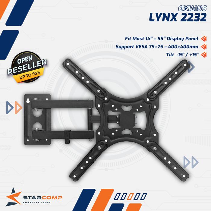 Gambar Bracket TV LED Monitor Oximus Lynx 2232 14" - 55" 100x100mm.400x400mm dari Starcomp Solo undefined Tokopedia