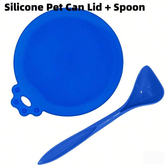 Gambar Tutup Kaleng Makanan Basah Kering Kucing Anjing Silikon Dan Sendok - Navy dari Lynx Store LS. undefined Tokopedia