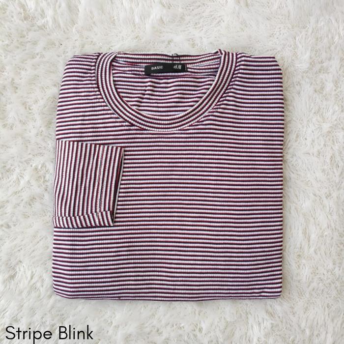Gambar Kaos Stripe Lengan Panjang / Kaos Stripe Wanita / Stripe Tee - ST Blink dari Bigtter undefined Tokopedia