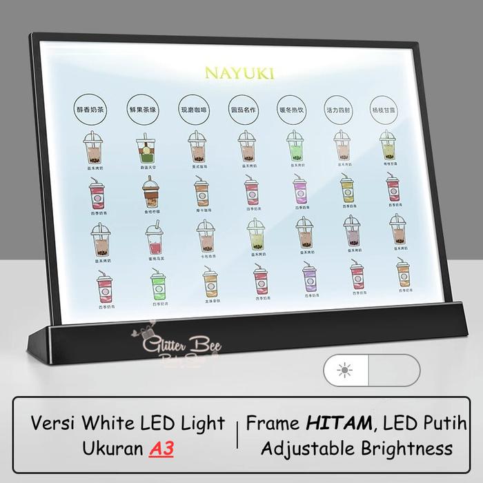 Gambar FRAME BINGKAI DISPLAY POSTER LED LAMPU AKRILIK SLIM LIGHT BOX A4 - A3HITAM,1LED dari Glitter Bee undefined Tokopedia