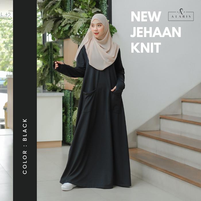 Gambar gamis wanita terbaru bahan snowy rib knit by Alaris - Jeehan Knit - Black, S dari Anaura Fashion Muslim undefined Tokopedia