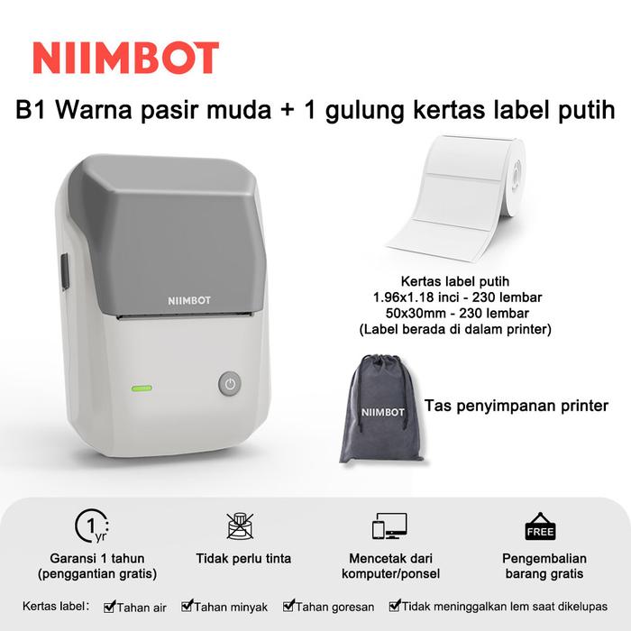 Gambar NIIMBOT B21 Printer Label Portabel, Printer Stiker, Printer Termal, Printer Label Harga, Printer Perhiasan, Printer Kue untuk Toko - B1Abu-abu+label dari Niimbot Official Shop undefined Tokopedia
