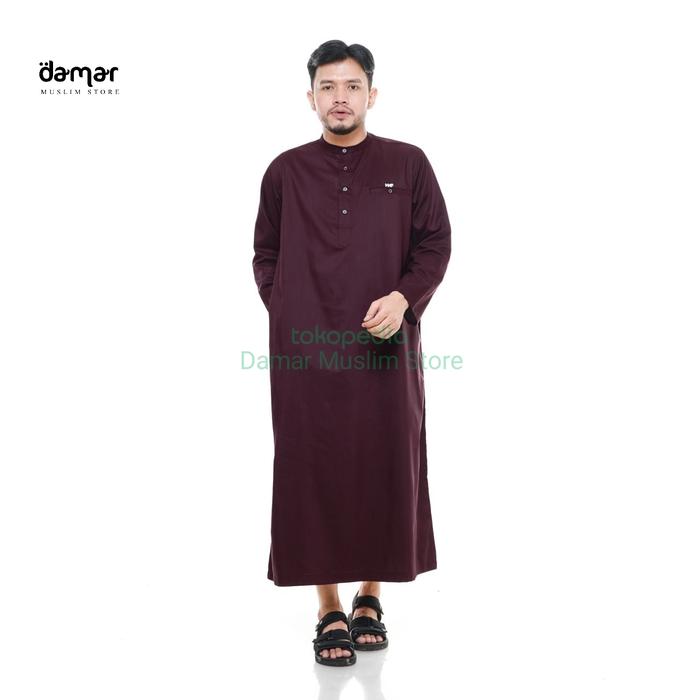 Gambar Baju Jubah Gamis Pria Muslim Laki Dewasa Hanif Polos Lengan Panjang - Maroon, S dari Damar Muslim Store undefined Tokopedia