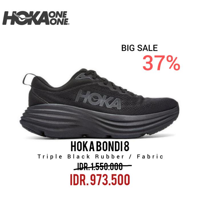 Gambar HOKA BONDI 8 TRIPLE BLACK RUBBER / FABRIC MEN'S RUNNING 100% ORIGINAL - 45 dari HOKA ONE ONE STORE 20 undefined Tokopedia