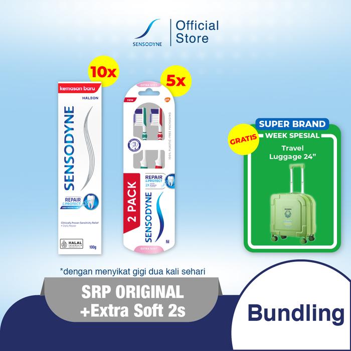Gambar [RS] Sensodyne SRP Original 100gx10 + SRP TB Extra Soft 2sx5 GET Koper dari Sensodyne Indonesia undefined Tokopedia