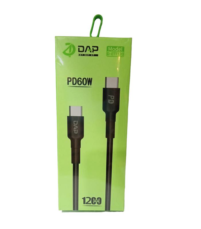 Gambar Kabel Data Type C to Type C 120CM DAP D-ETT120 Kabel PD C to C 60W - Hitam dari utama77shop undefined Tokopedia
