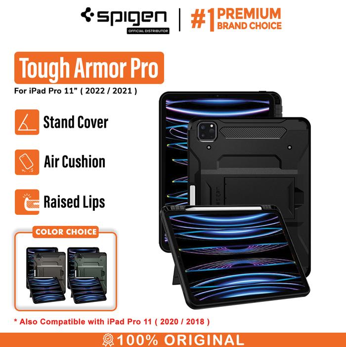Gambar Case iPad Pro 11 (2022/2020/2021) Spigen Tough Armor Pro Stand Casing - Black, 2022/2021 dari Spigen Indonesia undefined Tokopedia