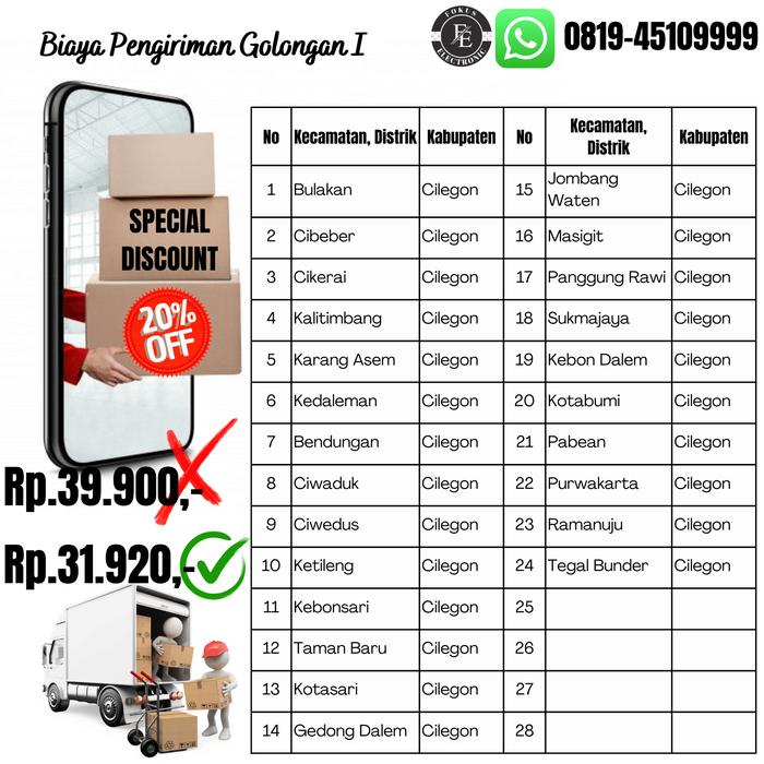 Gambar Biaya Kirim - Cilegon - Merak - Serang - Pandeglang - Luar Kota - GOL I dari Fokus Electronic Store undefined Tokopedia