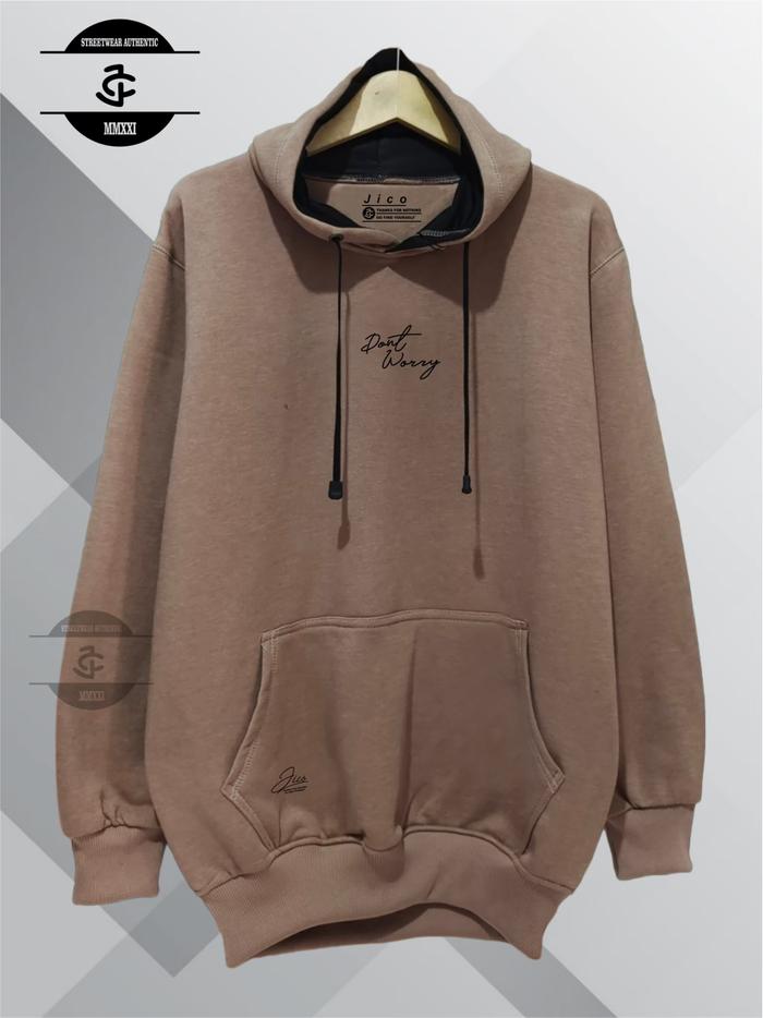 Gambar Sweater Hoodie pria wanita Distro Bandung Brand Jico List Don't Worry - Moka, M dari jico.clothing undefined Tokopedia