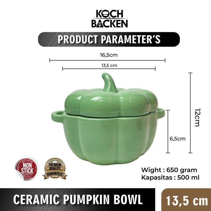 Gambar KOCH&BACKEN Ceramic Pumpkin Bowl 13,5cm - Mangkok Panci Keramik Anti Lengket - Hijau dari Koch&Backen undefined Tokopedia