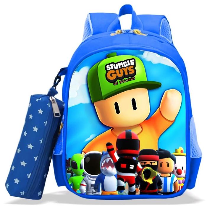 Gambar PREMIUM Tas anak sekolah laki laki karakter kartun STUMBLE GUYS ransel - Biru dari Market Jasmine undefined Tokopedia