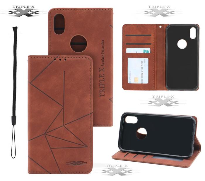 Gambar FLIP CASE VIVO Y17S  Y27S  FLIP CASE DOMPET MOTIF GARIS - cokelat tua, VIVO Y27S dari MULTI ACC_NEW undefined Tokopedia