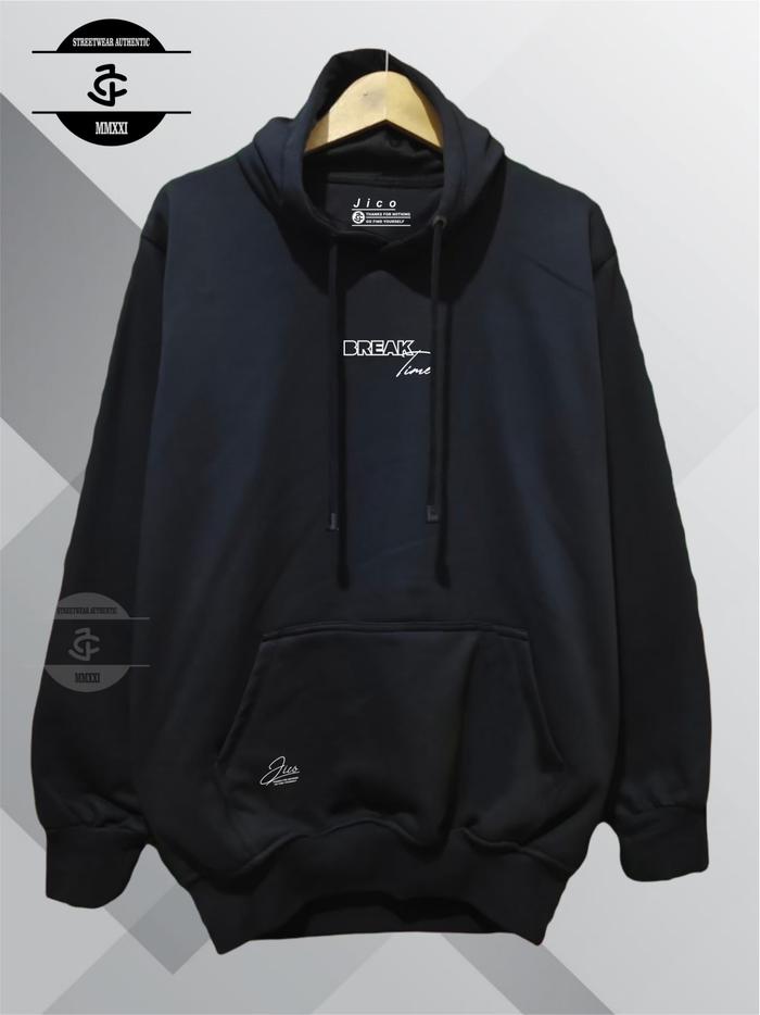 Gambar Sweater Hoodie pria wanita Distro Bandung Brand Jico List Break Time - Hitam, XL dari jico.clothing undefined Tokopedia