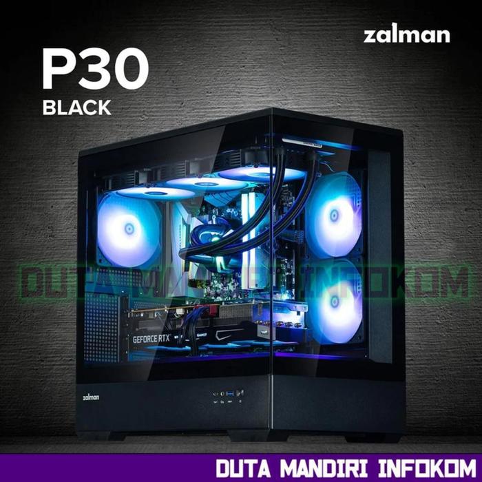 Gambar Zalman P30 - Tempered Glass Mini Tower m-ATX Gaming Case - Black Edition  dari Duta Mandiri Infokom undefined Tokopedia