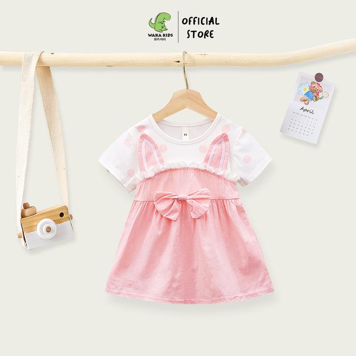 Gambar Dress Bayi Anak Perempuan Lengan Pendek Katun Polka Rabbit 4340 - Pink, M dari Wakakids undefined Tokopedia