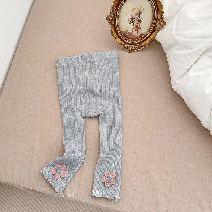 Gambar Celana Legging Bayi Anak Perempuan Rajut Cotton Knit Rib Flowers 4324 - Abu Muda, L dari Wakakids undefined Tokopedia
