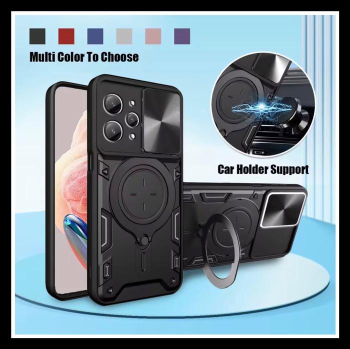 Gambar Xiaomi Redmi 12 4G 2023 Pattern Armor Ring Magnetic Hard Case Casing - Hitam, XM REDMI 12 4G dari Best Accesories Hp undefined Tokopedia