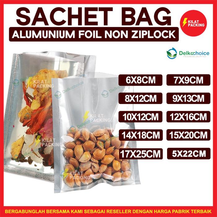Gambar PLASTIK SACHET SASET KOMBINASI TRANSPARAN FOIL NON ZIPLOCK SATUAN - 8CM X 12CM dari kilat packing undefined Tokopedia