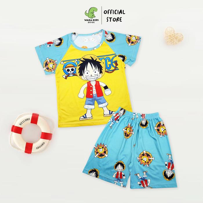 Gambar Setelan Anak Baju Lengan Pendek Set Baju Tidur Celana Kaos Karakter - One Piece, 12 dari Wakakids undefined Tokopedia