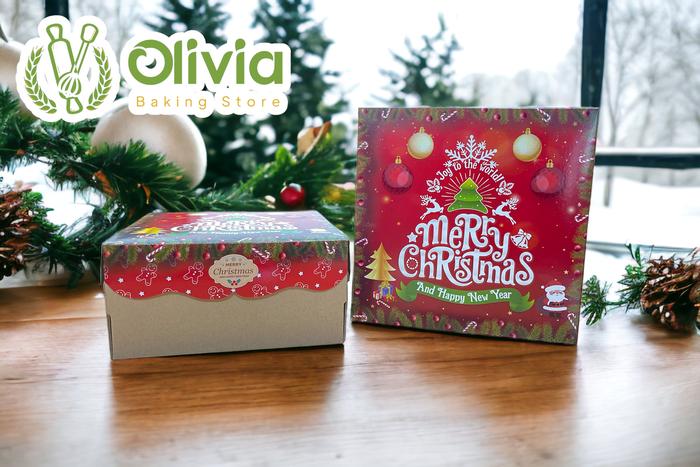 Gambar Box Kue Packaging Natal Merry Christmas / Xmast Hampers Dus Bolu - 20x20x10 dari Olivia Baking Store undefined Tokopedia
