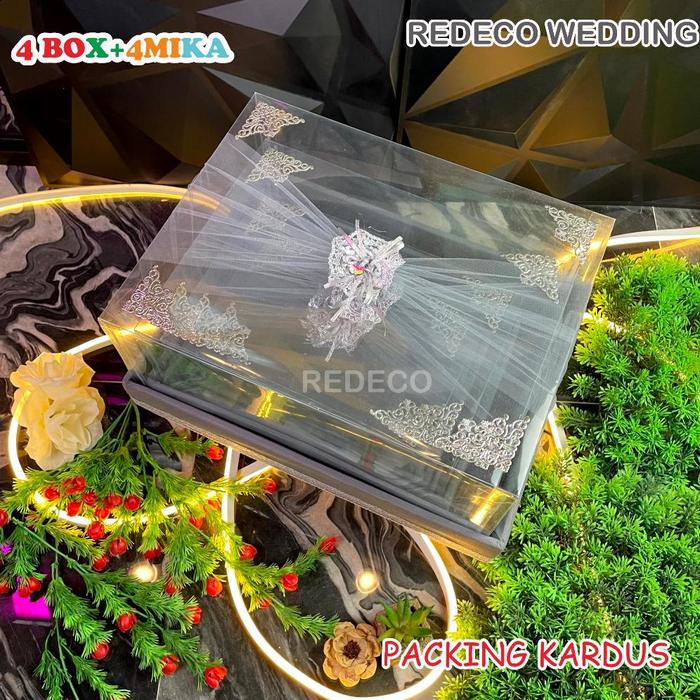 Gambar Box Kotak Seserahan Pernikahan Versi Premium Full Sett Isi 4 Box - PREMIUM SILVER, 1 SET ISI 4 dari nurmiimtrendy undefined Tokopedia
