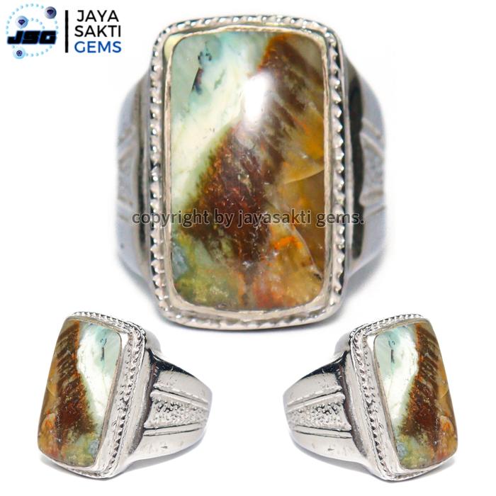 Gambar Cincin Natural Batu Akik Garut Pancawarna Motif Octagon 2 - 20x11x6mm R7.5 dari Jaya Sakti Gemstone undefined Tokopedia