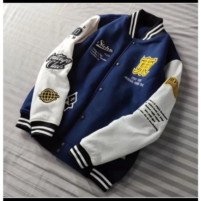 Gambar Jaket Varcity Baseball Pria - Biru, M dari Parangargo Fashion Store undefined Tokopedia