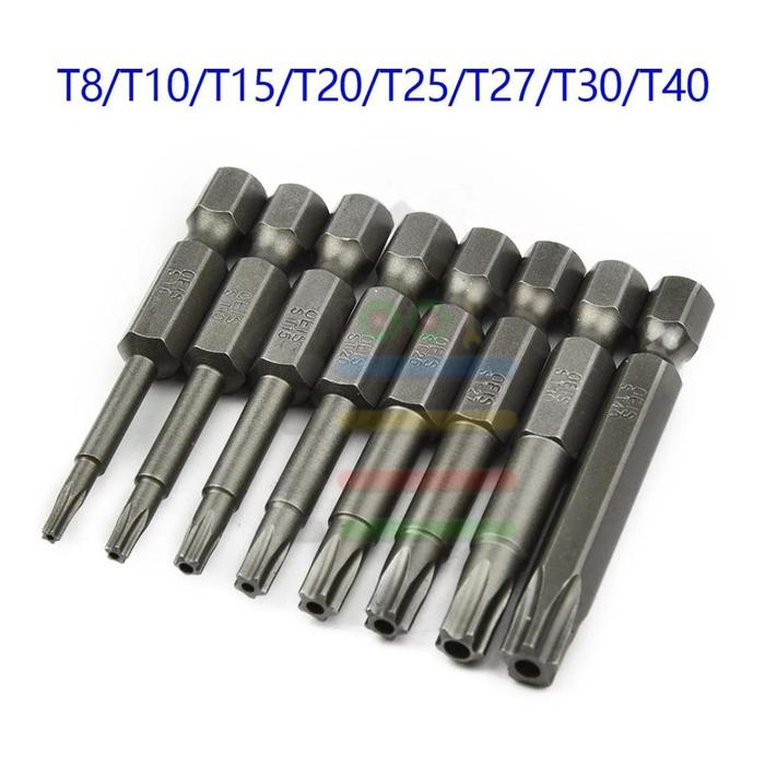 Gambar TORX SCREWDRIVER T8 T10 T15 T20 T25 T27 T30 T40 SET 8IN1 LUBANG - 50 MM dari BURSAjkt-tools undefined Tokopedia