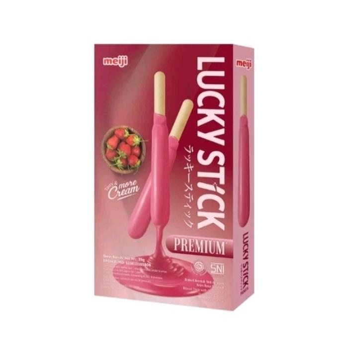 Gambar Meiji Lucky Stick 45gr - Biskuit Stick Strawberry / Coklat Premium 35g - Premium Stoberi dari sertamart undefined Tokopedia