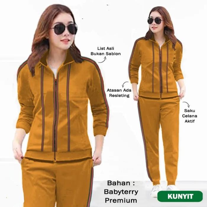 Gambar Stelan baju senama/baju olahraga jaket babyterry premium - Kunyit, M dari Afour shop undefined Tokopedia