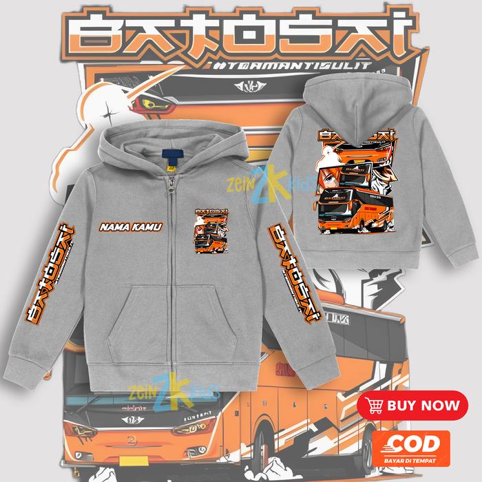 Gambar Hoodie Anak BUS Batosai / Zipper Anak BUS Telolet Batosai - Abu-abu, M dari ZeinKids undefined Tokopedia