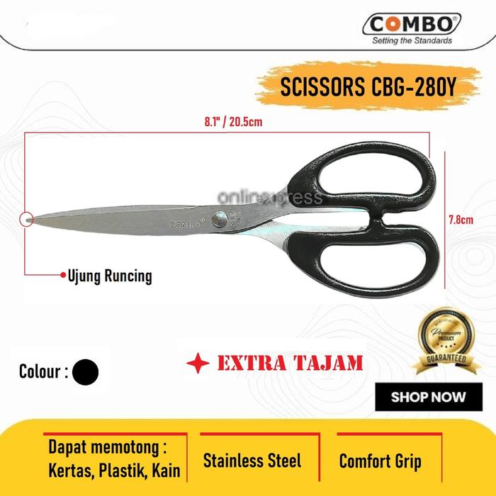 Gambar Gunting Besar / Gunting Kertas 6 inch - 8 inch / Scissors  Combo - CBG-280Y dari Online.xpress undefined Tokopedia