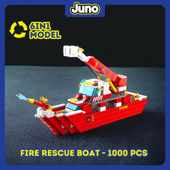 Gambar JUNO Mainan Block Bricks Fire Rescue Boat (1000pcs) 3D Puzzle Hadiah - Rescue Boat dari Juno Toys Kota Surabaya Tokopedia