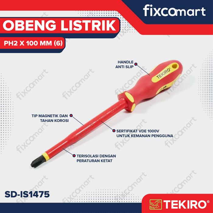 Gambar Tekiro Obeng Listrik (+) PH2 X 100 mm / Tekiro Obeng Plus dari Fixcomart undefined Tokopedia