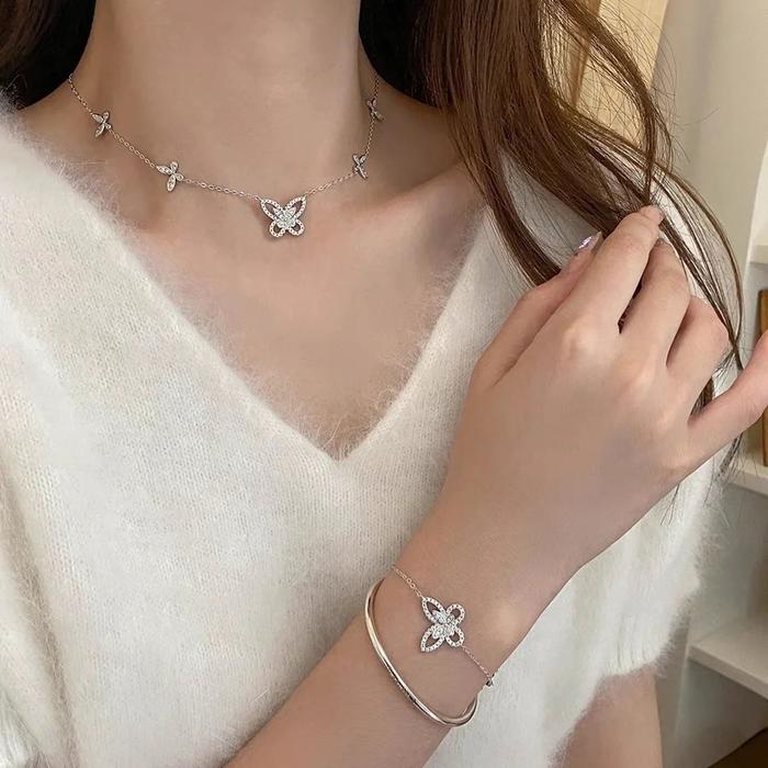 Gambar Multi Butterfly Silhouette Kalung Bracelet GRAFF 18k Gold Plated - Set dari Something Picasso undefined Tokopedia