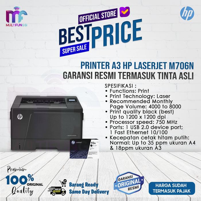 Gambar Printer A3 HP LaserJet M706n (B6S02A) Garansi Resmi M 706n Monochrome dari Multifungsi Online undefined Tokopedia