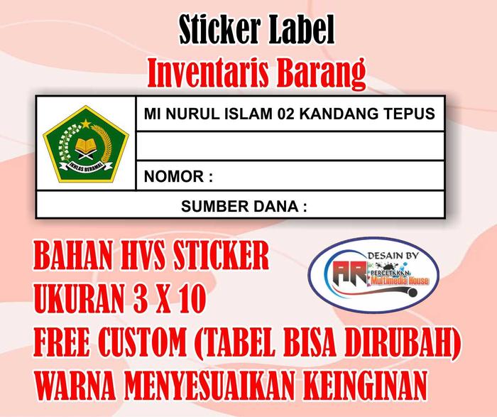 Gambar Label stiker untuk Inventaris barang - 3x10 cm dari AR MULTIMEDIA undefined Tokopedia