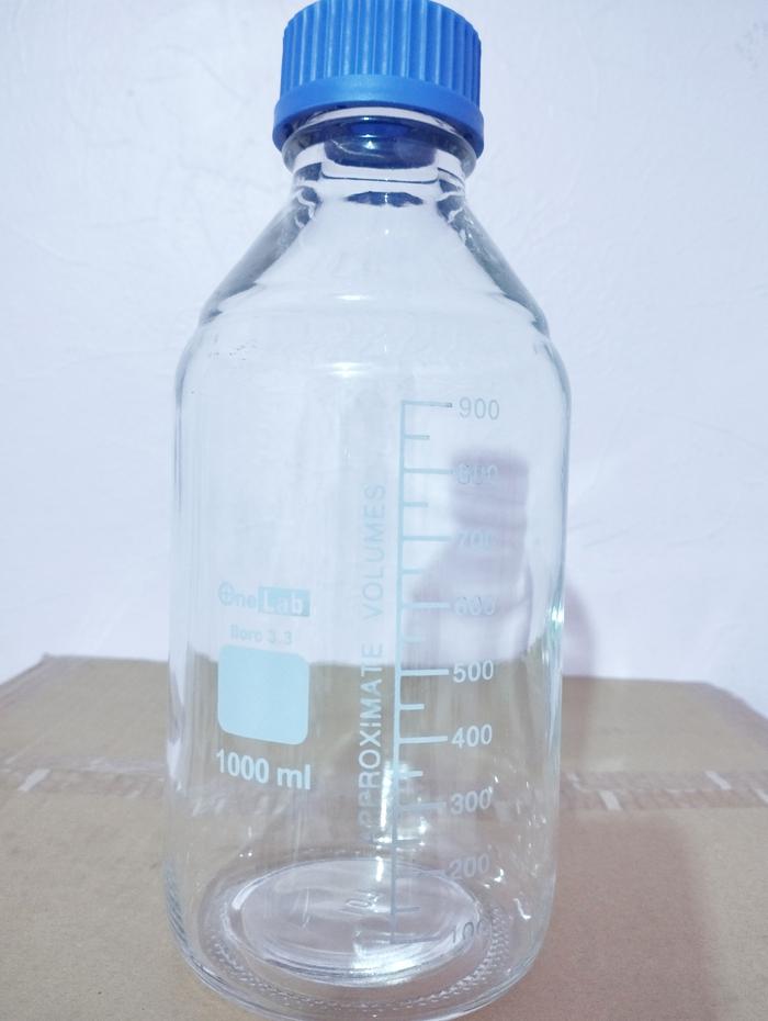 Jual Botol Lab Reagen Reagent Tutup Biru 1000ml Boro 3.3 Kaca Bening ...