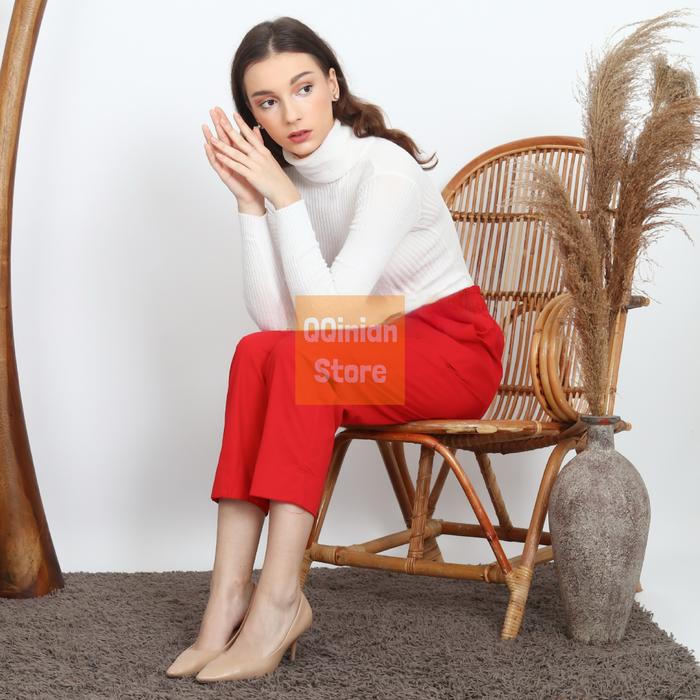 Gambar Celana Panjang Kulot Fashion QQinian Katun Kantong Full Karet Grosir - Merah dari QQinian Store undefined Tokopedia