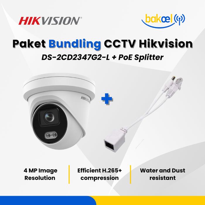 Gambar Hikvision DS-2CD2347G2-L - 4 MP ColorVu Fixed Turret Network Camera - + PoE Splitter dari BakoelWIRELESS undefined Tokopedia