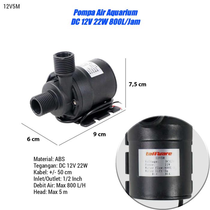 Gambar Pompa Sedot/Dorong Air Pipa Keran  Tandon/Kran Toren DC Booster Pump - 12V5M DC 800L/H dari Hantara Tech undefined Tokopedia