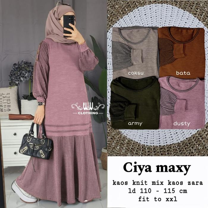 Gambar Ciya Maxy W&W Clothing ress Wanita Jumbo Bahan Knit Ld 110-115 - Dusty dari Danarcollection undefined Tokopedia