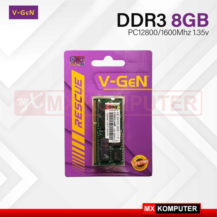 Gambar RAM DDR3 SODimm V-GeN RESCUE 8GB PC12800/1600Mhz (Memory Laptop VGEN) - 1.35V dari MXKomputer_NEW undefined Tokopedia