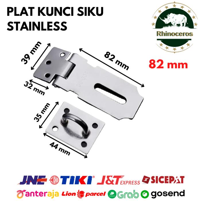 Gambar Plat Kunci Siku Overpal Kunci Pintu Stainless Lubang Kunci Gembok Gudang Pintu - 82mm dari RhinocerosIndonesia undefined Tokopedia