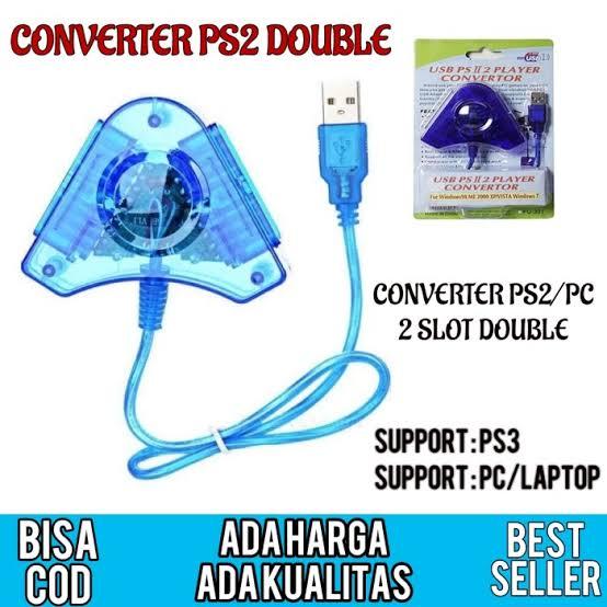 Gambar konverter Converter adapter Stik stick Ps2 ke pc/ps3 2 slot/2slot biru - CONVERTER SAJA dari CELLO GAME undefined Tokopedia