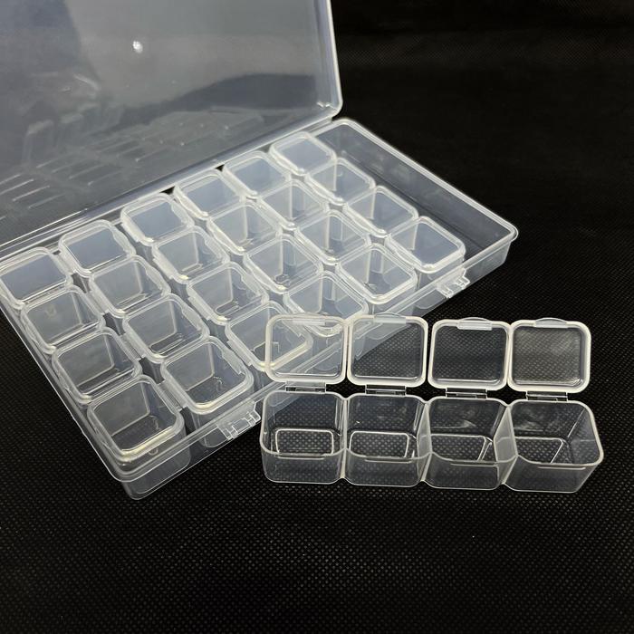 Gambar Box / Kotak / Storage Plastik Penyimpanan Manik / Mote 28 Sekat 4X7 - Putih Transpara dari Kirana Accessories & Display undefined Tokopedia